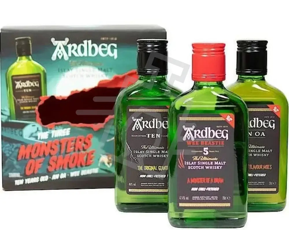 ARDBEG Whisky 0,2l*3 Monsters of Smoke(10y,An Oa,Wee Beastie)46-47,4% DD.