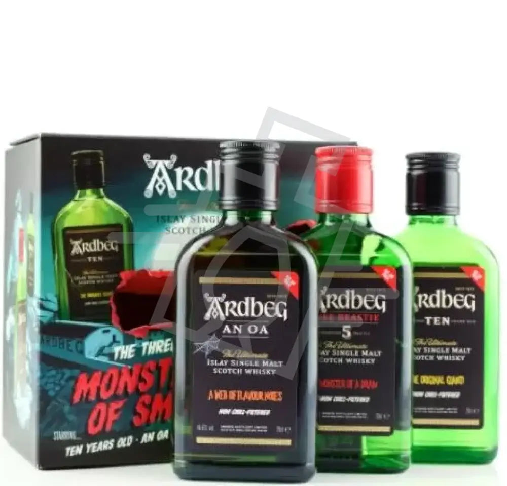 ARDBEG Whisky 0,2l*3 Monsters of Smoke(10y,An Oa,Wee Beastie)46-47,4% DD.