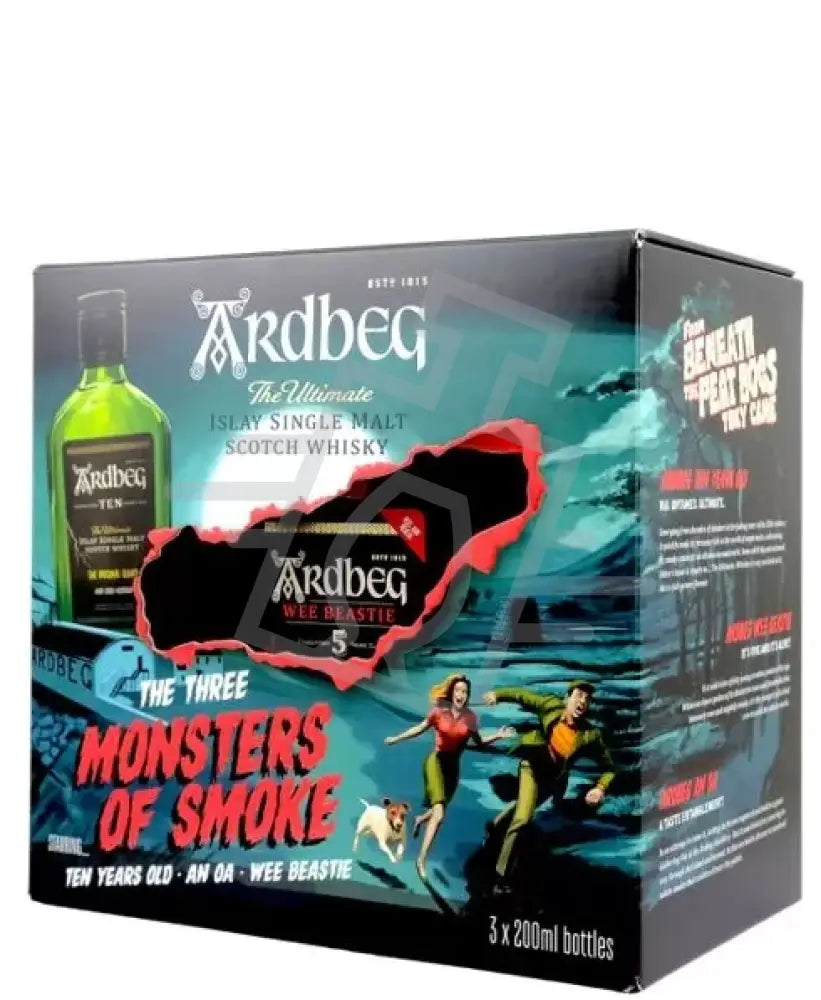 ARDBEG Whisky 0,2l*3 Monsters of Smoke(10y,An Oa,Wee Beastie)46-47,4% DD.