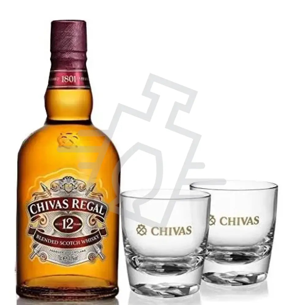 CHIVAS REGAL Whisky 12y 0,7l 40% DD. + 2 pohár új (I Rise)