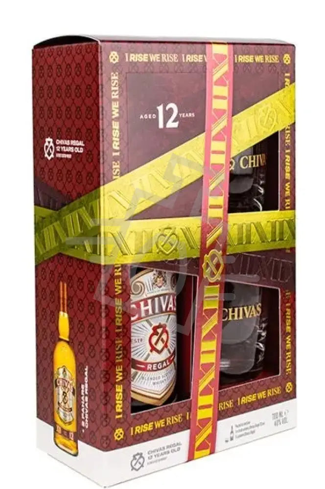 CHIVAS REGAL Whisky 12y 0,7l 40% DD. + 2 pohár új (I Rise)