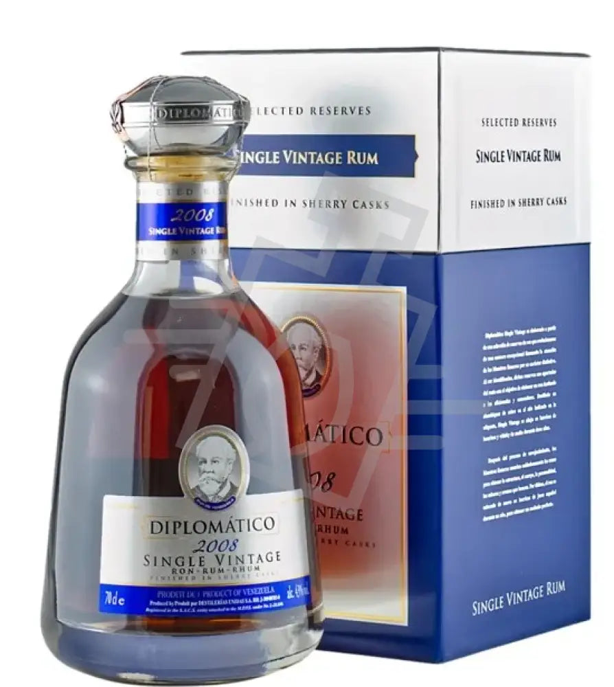 DIPLOMATICO Rum 0,7l Single Vintage 2008. 43% DD.