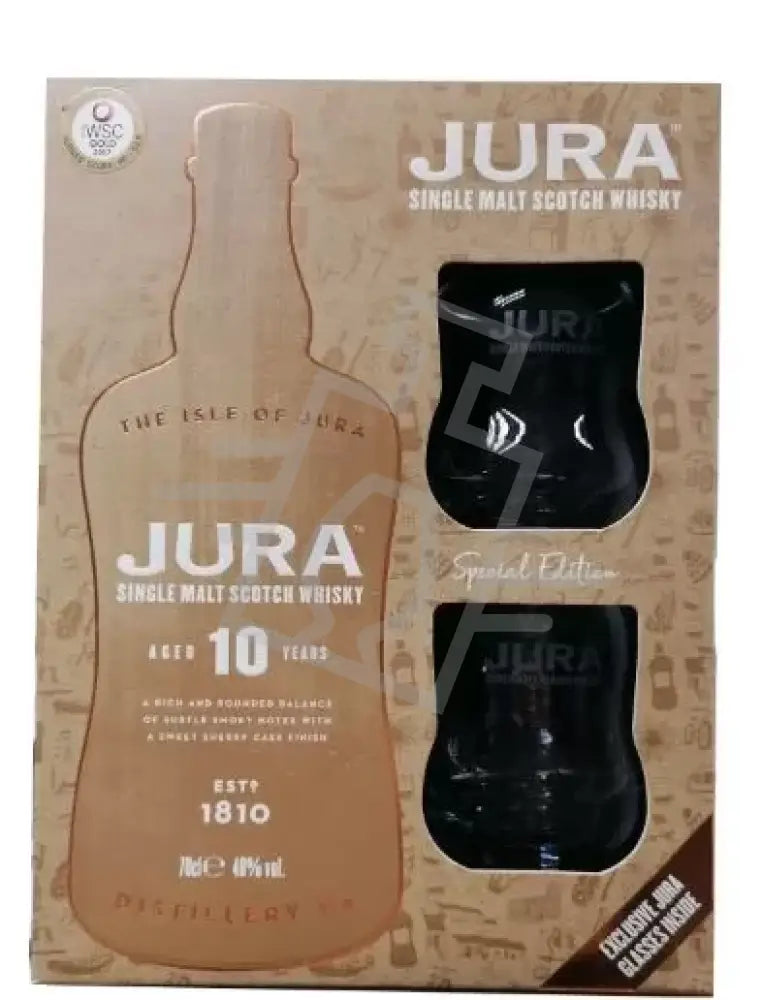 JURA Whisky 10y 0,7l Single Malt Scotch 40% Special Edition DD. + 2 pohár