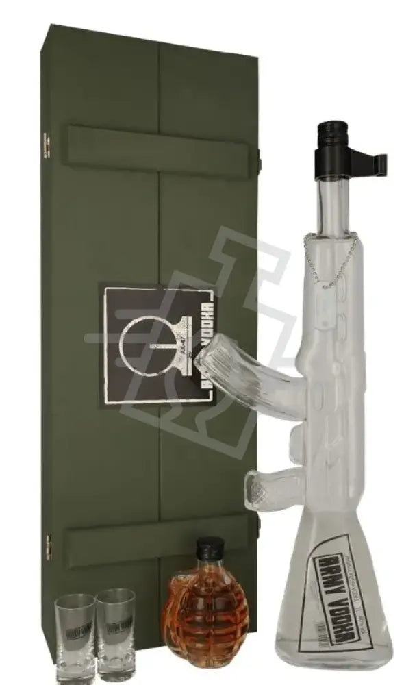 AK-47 Army Vodka 1,0l Kalashnikow 40% + 0,2l Bitter 40% FADD. + 6 pohár
