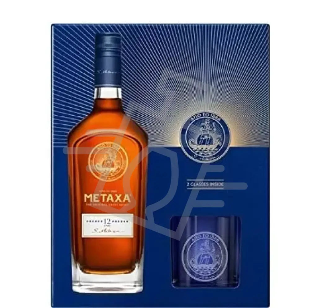 METAXA Konyak 12* 0,7l 40% DD. + 2 pohár