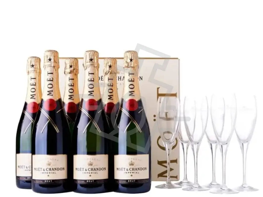 MOET & CHANDON Champagne Brut 0,75l*6 Imperial DD. + 6 pohár