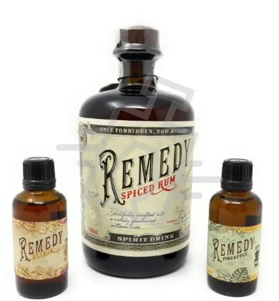 REMEDY Rum Set Spiced 0,7l 41,5% + Elixír 0,05l 41,5% + Pineapple 40% DD.
