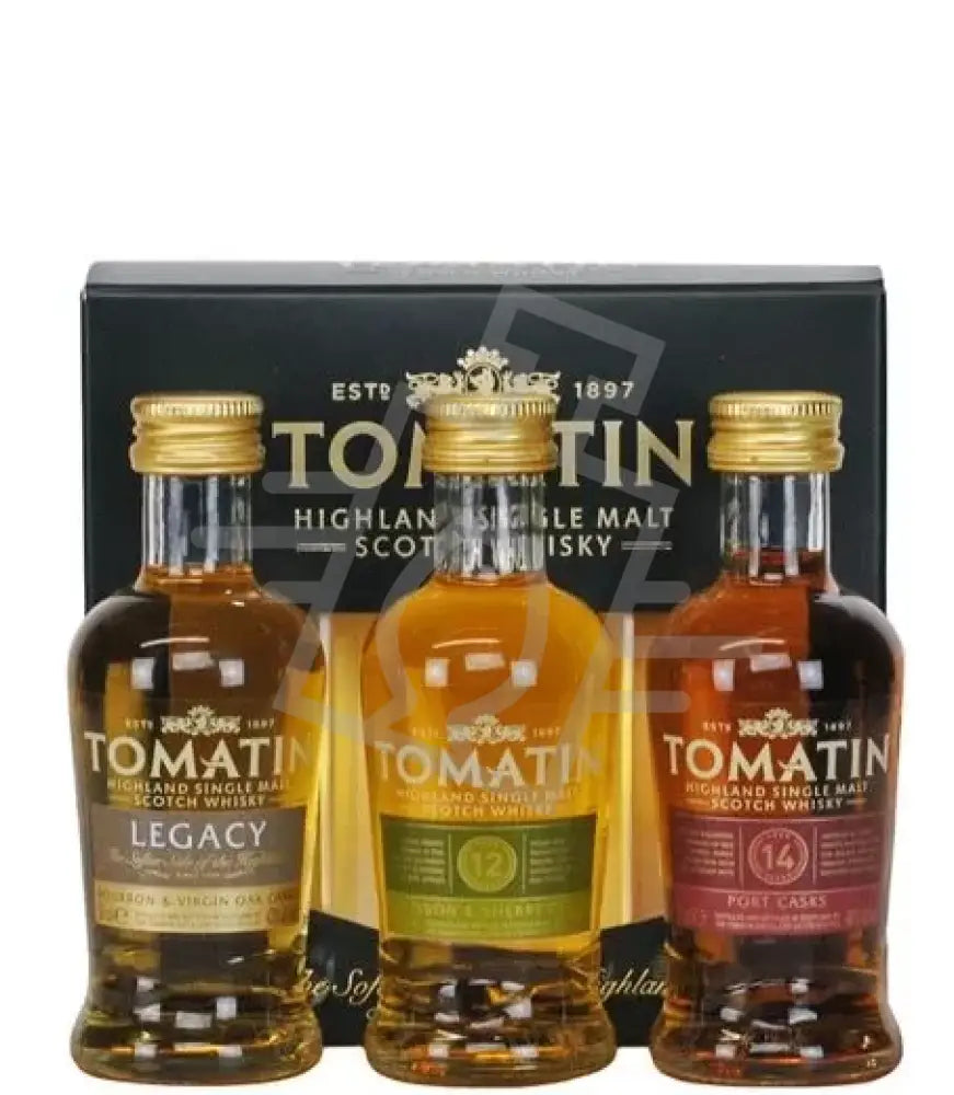 TOMATIN Whisky 0,05l*3 Triopack (Legacy 43% 12 y. 43% 14y. 46%) DD.