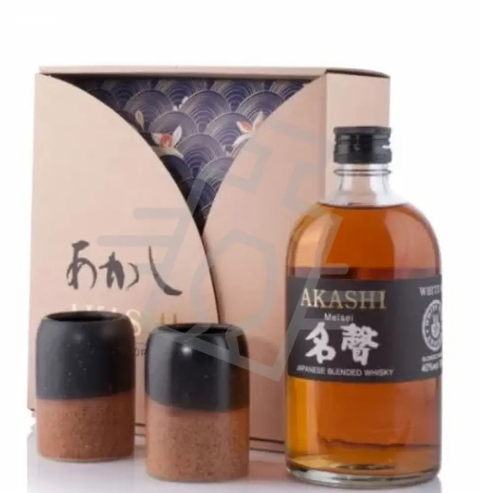 AKASHI Whisky 0,5l Meisei Japanese Blended Gift Pack 40% DD.+ 2 Sake pohár