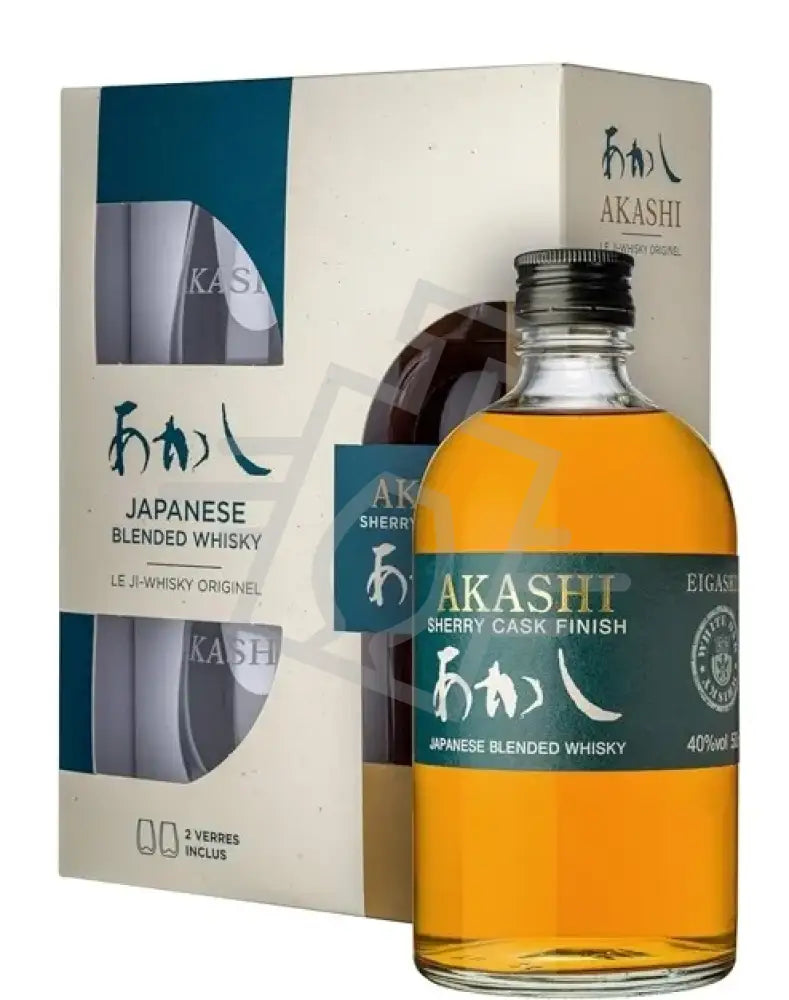 AKASHI Whisky 0,5l Japanese Blended Sherry Cask Finish 40% DD. + 2 pohár