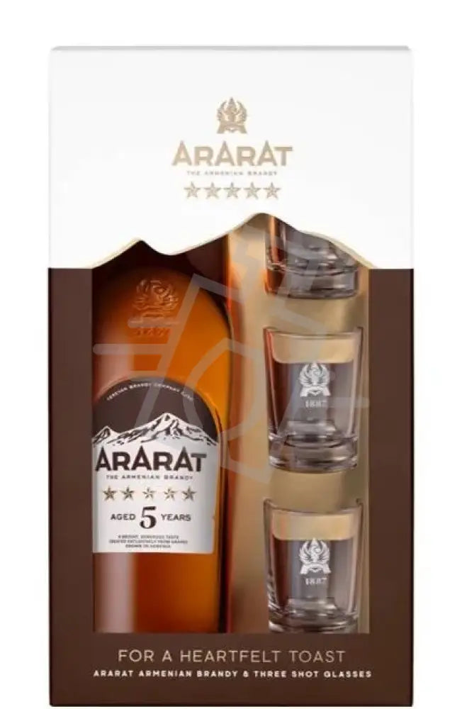 ARARAT Brandy  5y 0,7l 40% DD. + 3 pohár