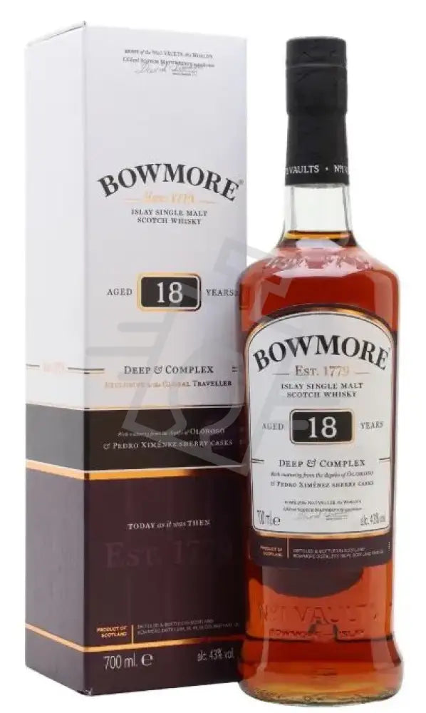 BOWMORE Whisky 18y 0,7l Deep & Complex Islay Single Malt 43% DD.