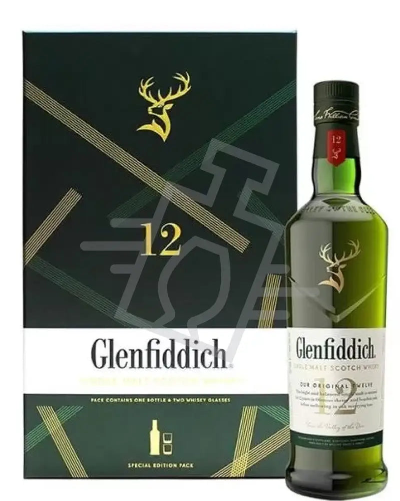 GLENFIDDICH Whisky 12y 0,7l Single Malt Scotch 40% DD. + 2 pohár