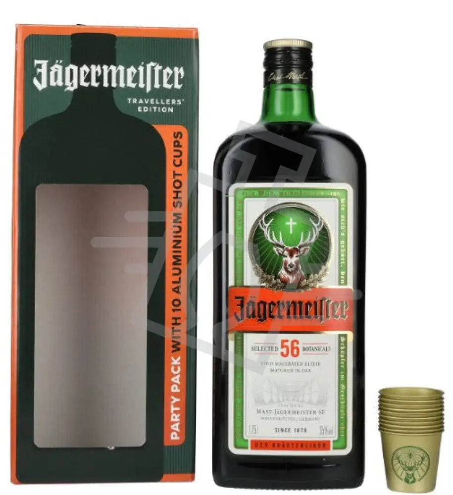Jagermeister [1,75L|35% ] + 10 alumínium shot pohár - Likőr