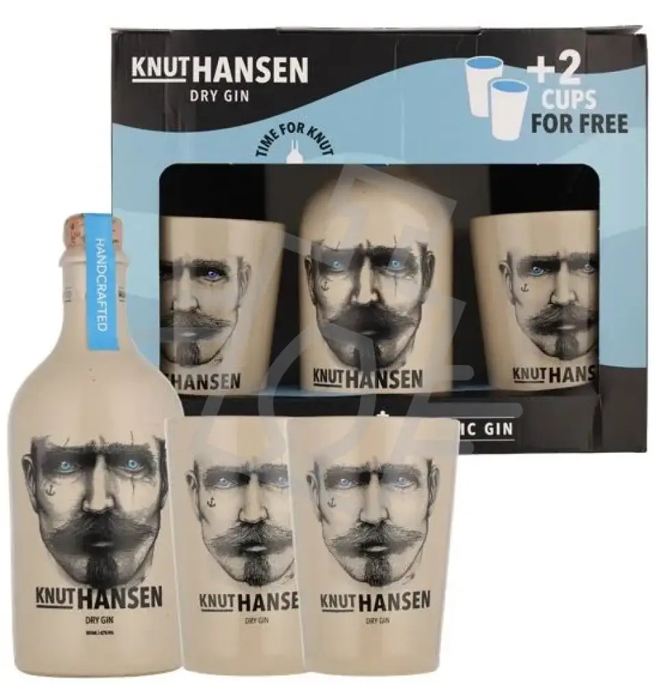KNUT HANSEN Gin 0,5l Dry gin 42% kerámia palackban DD. + 2 pohár