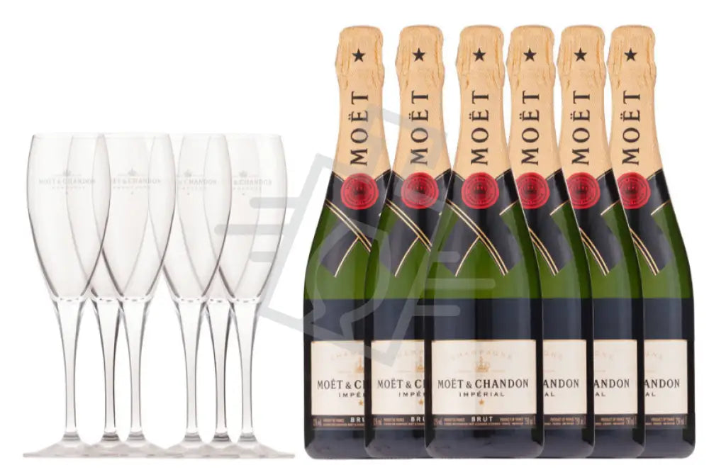Moet & Chandon Brut Imperial Champagne [6*0,75L] + 6 pohár Pezsgő habzóbor