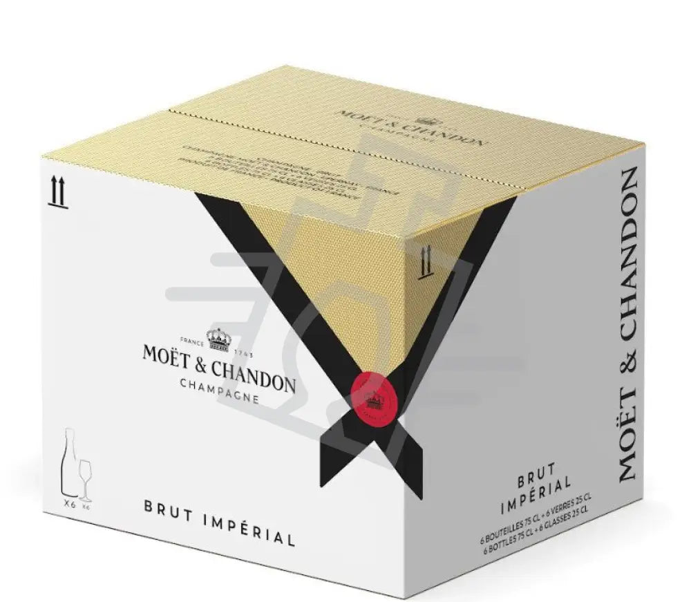 Moet & Chandon Brut Imperial Champagne (DD.+6 pohár) [0,75l*6|12,5% ] Pezsgő habzóbor