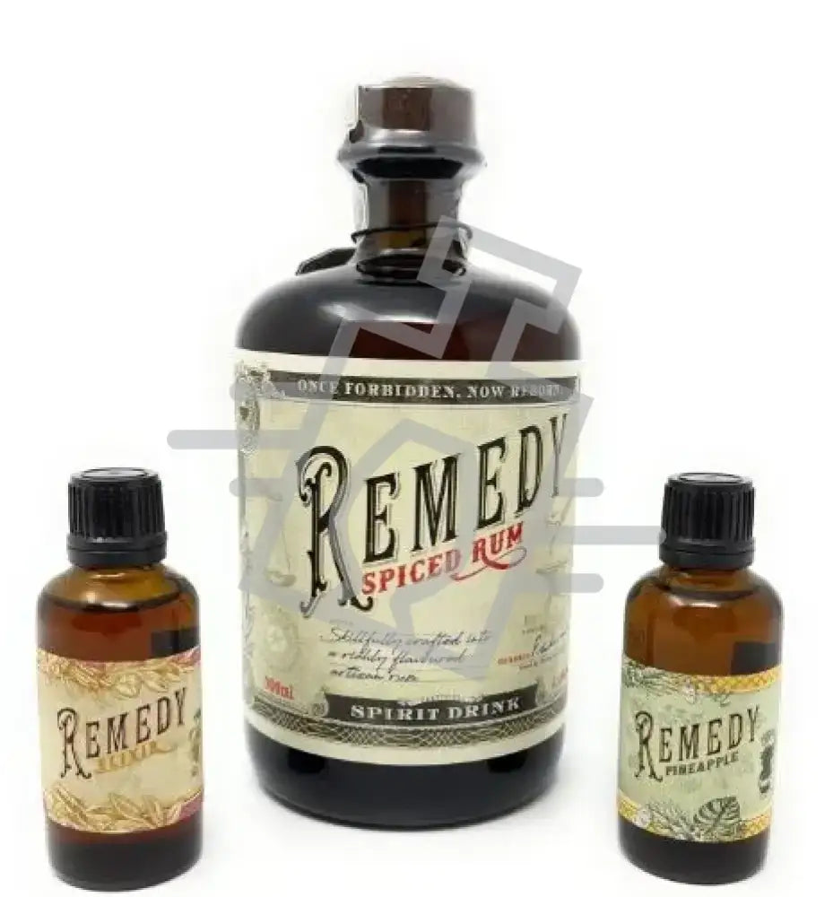 REMEDY Rum Set Spiced 0,7l 41,5% + Elixír 0,05l 41,5% + Pineapple 40% DD.
